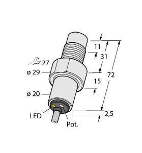 Turck Kapazitiver Sensor BC5-S185-AN4X 2503550 bündig NPN, Schließer (Ø x L) 18mm x 74.5mm