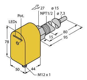 Turck Eintauchsensor FCS-N1/2A4P-LIX-H1141/L080 6871049 Betriebsspannung (Bereich): 19.2 - 28.8 V/DC 1St.