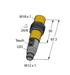 Turck Kapazitiver Sensor BCT5-S18-UN6X2T-H1151 2101200 bündig NPN (Ø x L) 18mm x 87.3mm