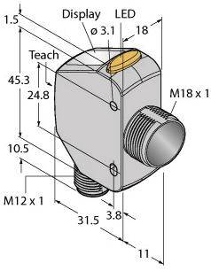 Turck Laser-Distanz-Sensor PNP, Schließer Q4XTKLAF300-Q8