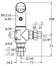 Turck Druckschalter 1 St. PS010D-501L-LI2UPN8X-H1141 0 bar bis 10 bar
