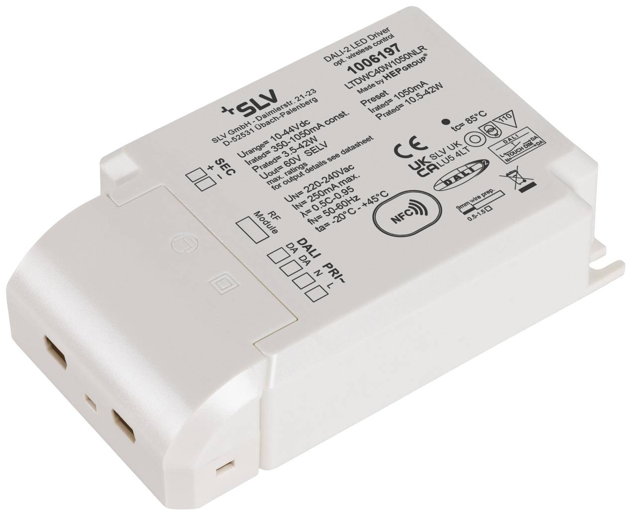 SLV 1006197 LED-Treiber Konstantstrom 40W 500 - 1050mA 10 - 44V Dali, dimmbar 1St.