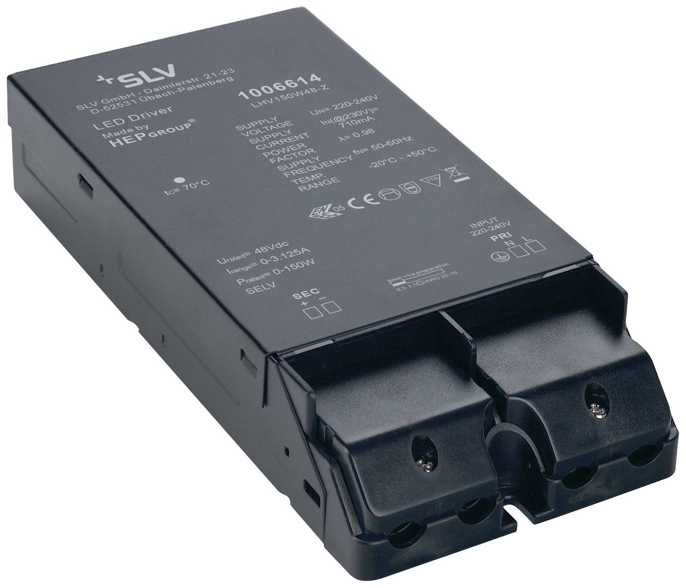 SLV Niedervolt-Schienensystem-Komponente Trafo Schwarz 1006614 48V SYSTEM