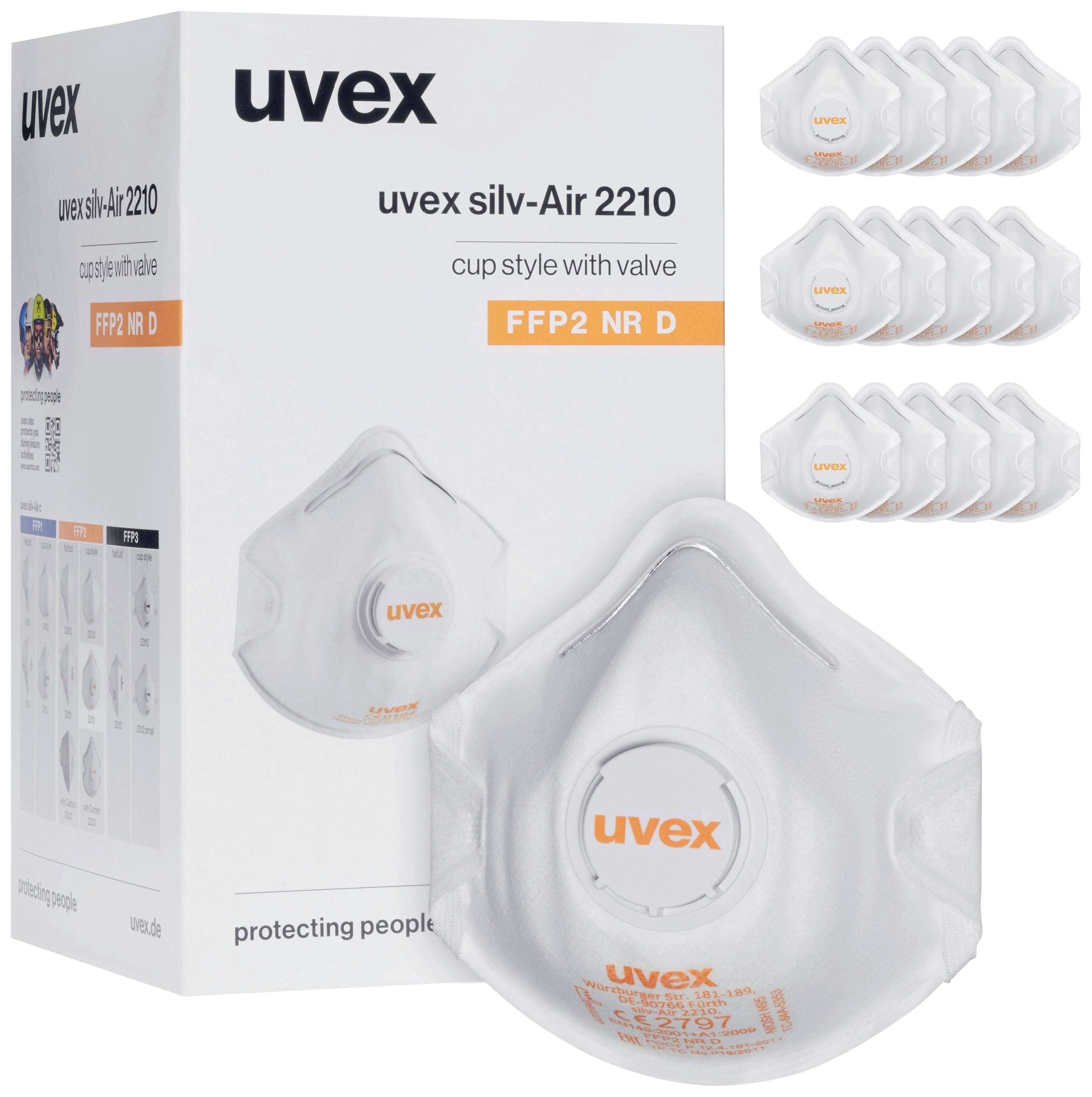 uvex silv-air classic 2210 8762210 Feinstaubmaske mit Ventil FFP2 D 15 St.