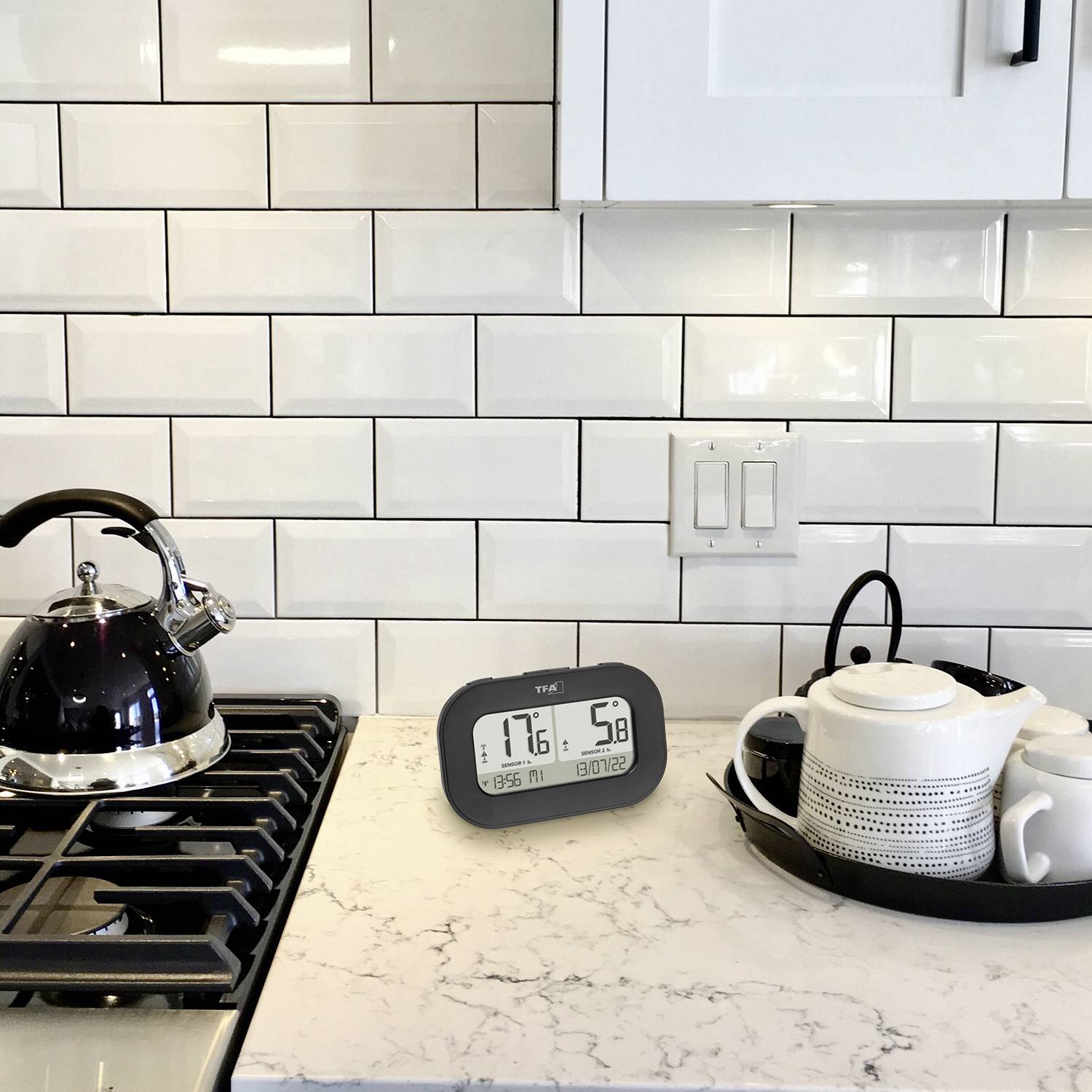 TFA Dostmann DOUBLE-CHECK Funk-Thermometer digital Schwarz 30.3073.01