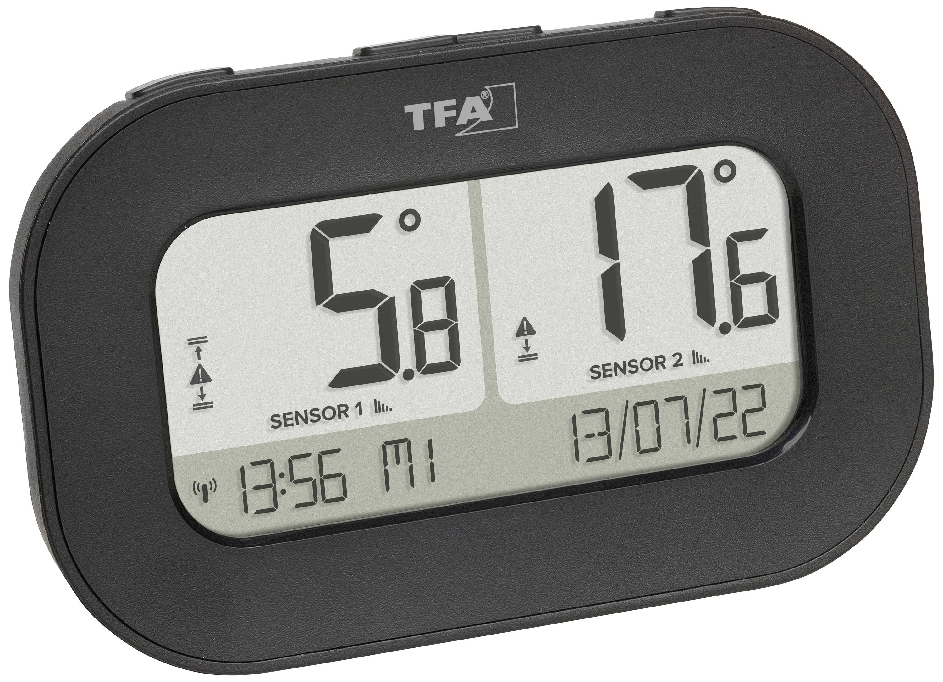 TFA Dostmann DOUBLE-CHECK Funk-Thermometer digital Schwarz 30.3073.01