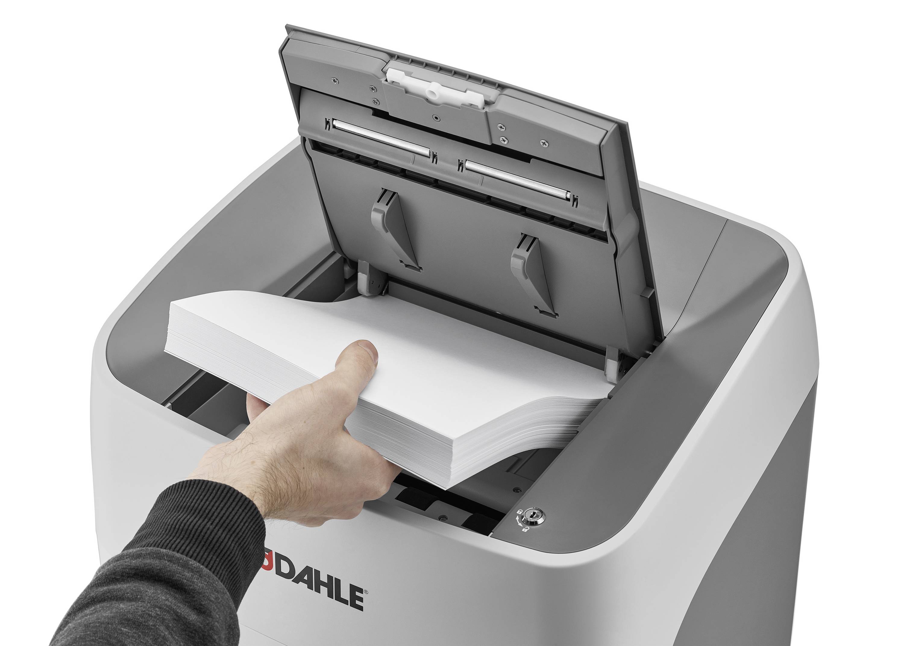 Dahle ShredMATIC 300 P5 Aktenvernichter 300 Blatt Partikelschnitt 2 x 15mm P-5 40l Vernichtet auch Büroklammern, Kreditkarte