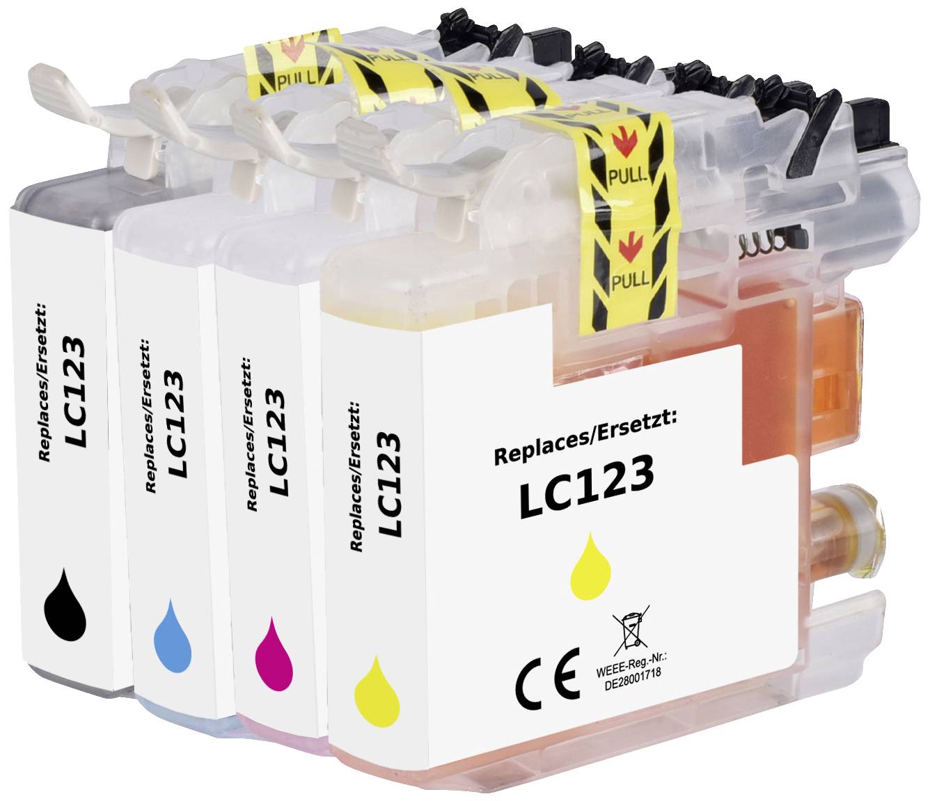 Renkforce Druckerpatrone ersetzt Brother LC-123BK, LC-123C, LC-123M, LC-123Y Kompatibel Kombi-Pack Schwarz, Cyan, Magenta, Gelb