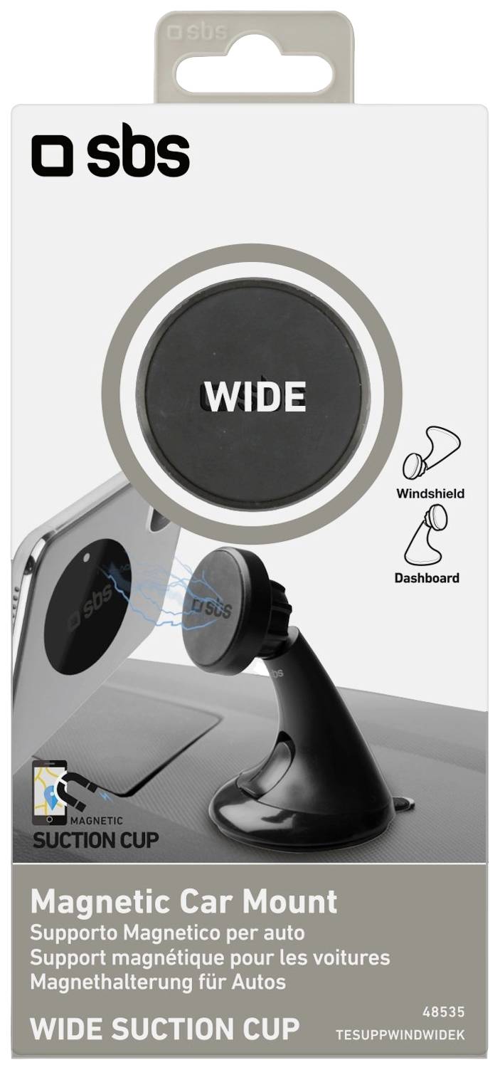 sbs mobile Magnetischer Autohalter mit Saugnapf Linie Wide Saugnapf Handy-Kfz-Halterung 360° drehbar