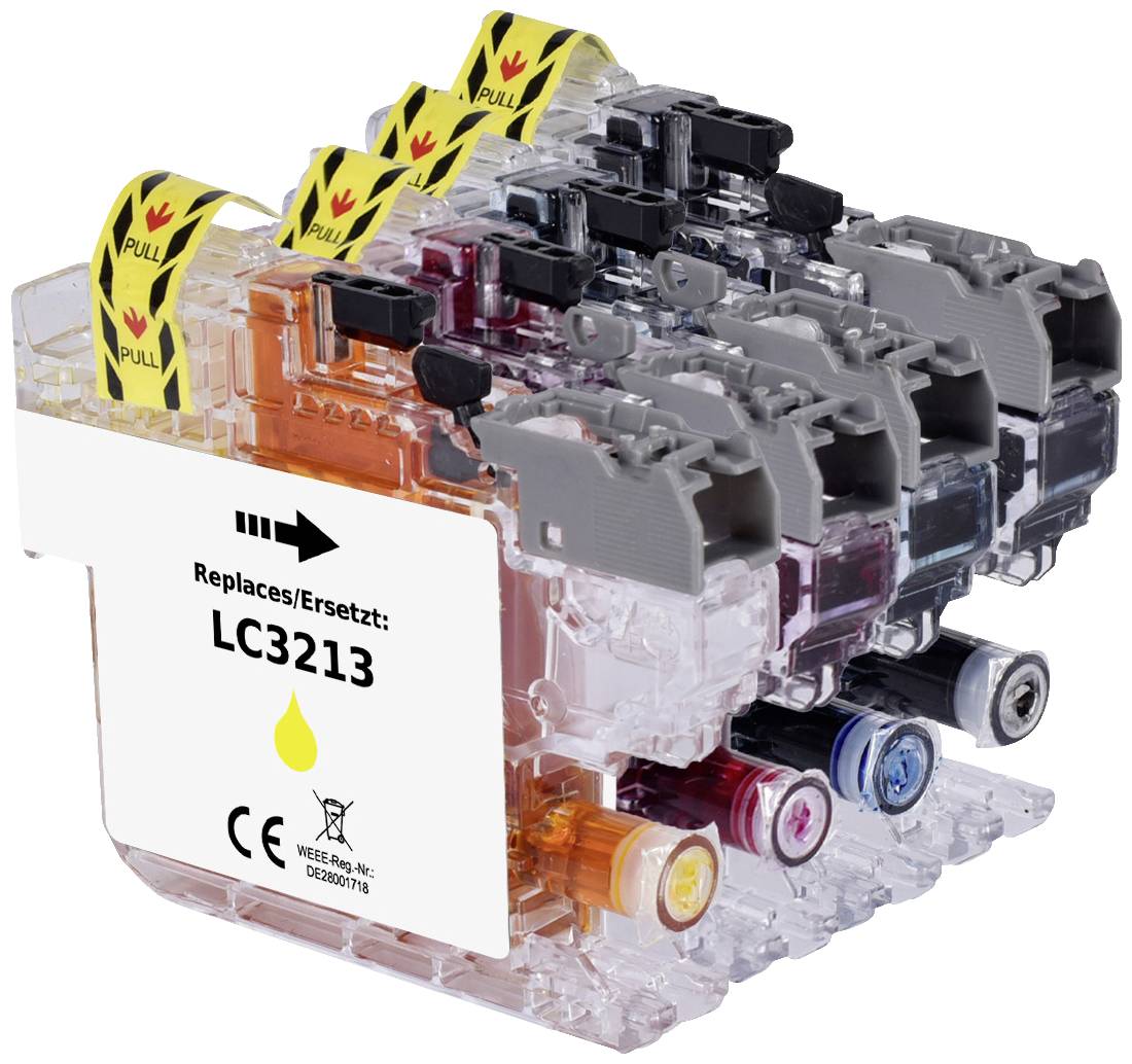 Renkforce Druckerpatrone ersetzt Brother LC-3213BK, LC-3213C, LC-3213M, LC-3213Y Kompatibel Kombi-Pack Schwarz, Cyan, Magenta
