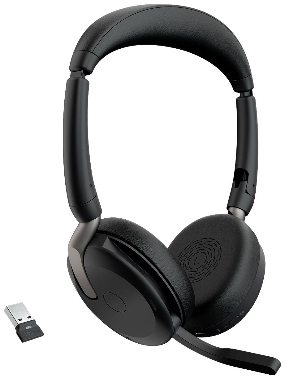 Jabra Evolve2 65 Flex Link380a UC On Ear Headset Bluetooth® Stereo Schwarz Noise Cancelling Headset