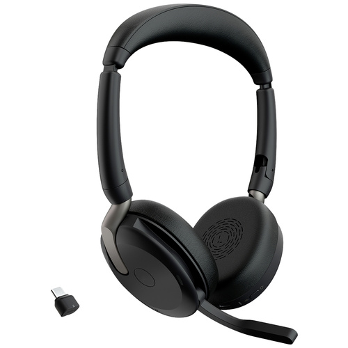 Jabra Evolve2 65 Flex Link380c UC Computer On Ear Headset Bluetooth® Stereo Schwarz Noise Cancelling Headset