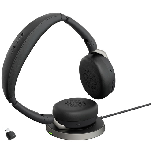 Jabra Evolve2 65 Flex Link380c UC + pad Computer On Ear Headset Bluetooth® Stereo Schwarz Noise Can