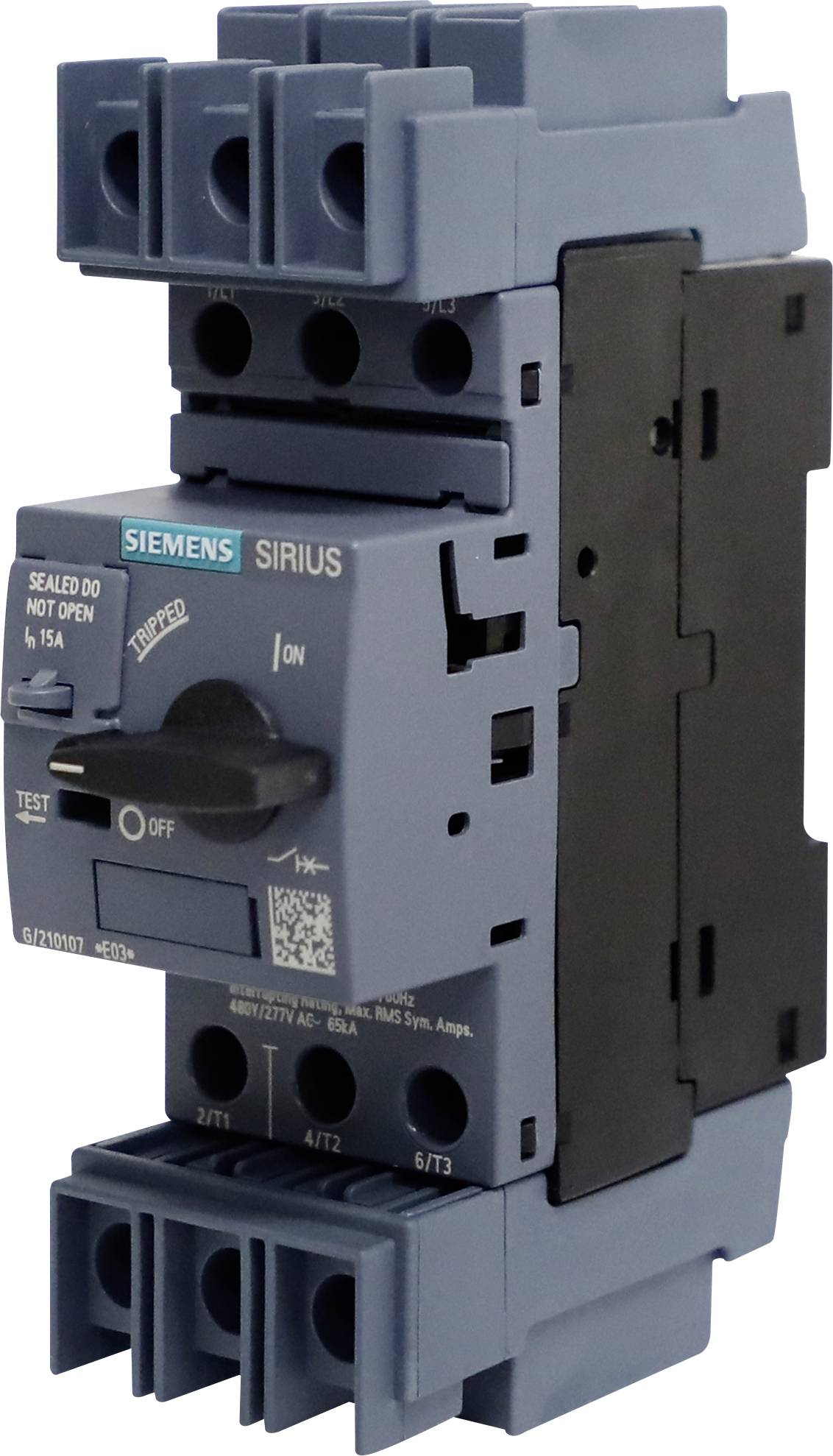 Ein dreipoliger elektrischer Schütz mit Beschriftung und Drehschalter, geeignet für industrielle Anwendungen im Schaltanlagenbau.