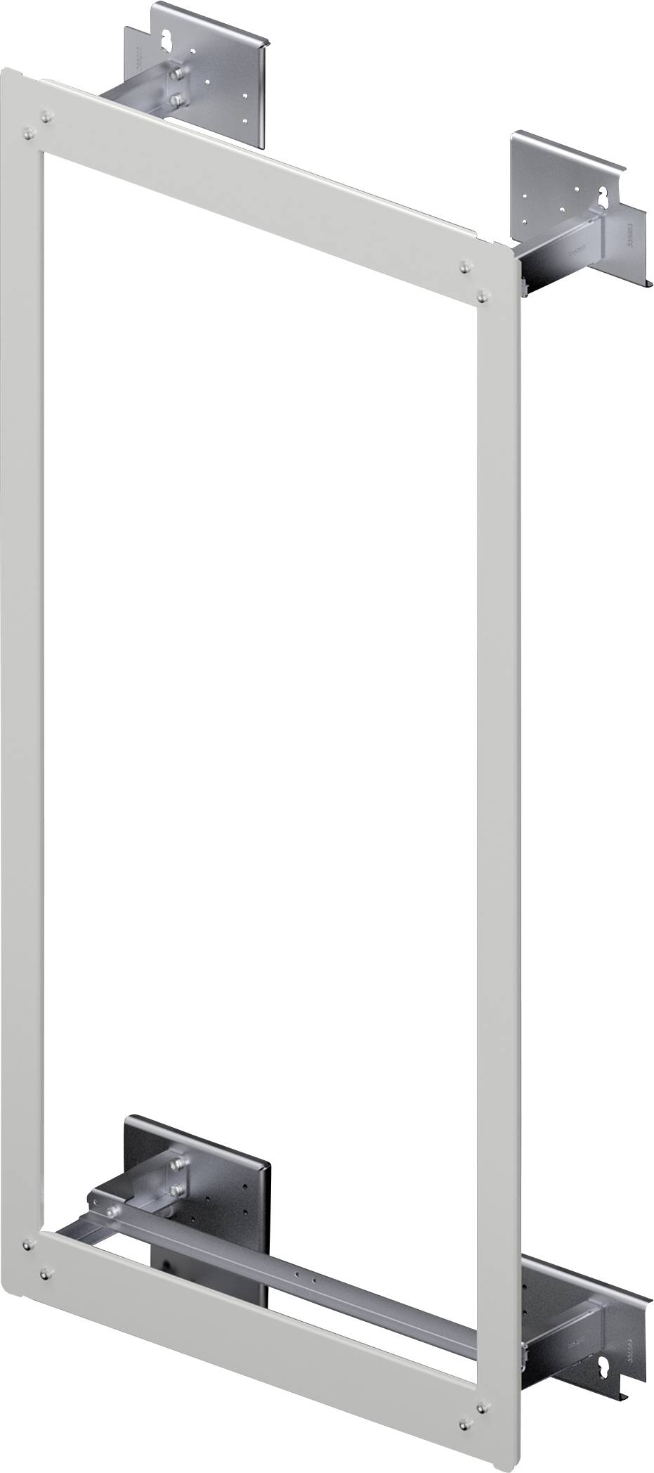Metallrahmen zur Wandmontage, der zur Installation von Geräten oder Strukturen verwendet wird. Enthält Halterungen zur Befestigung.