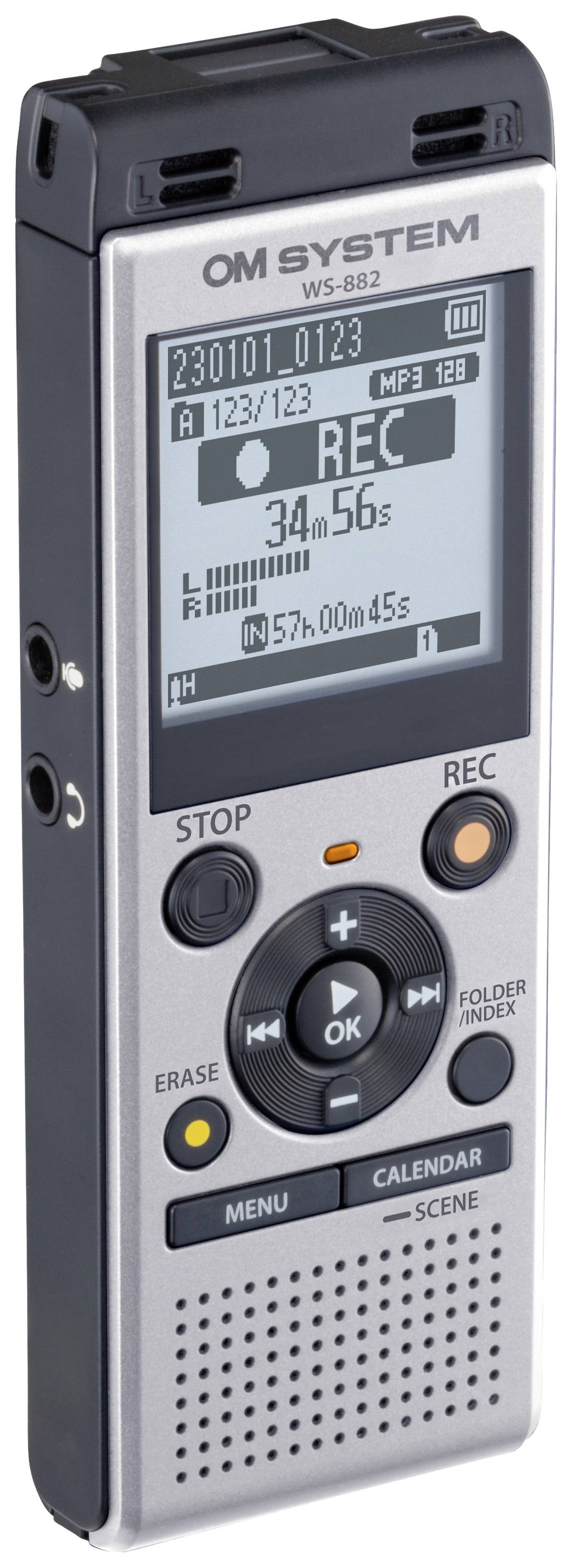 OM System WS-882 Digitales Diktiergerät Aufzeichnungsdauer (max.) 1040h Silber