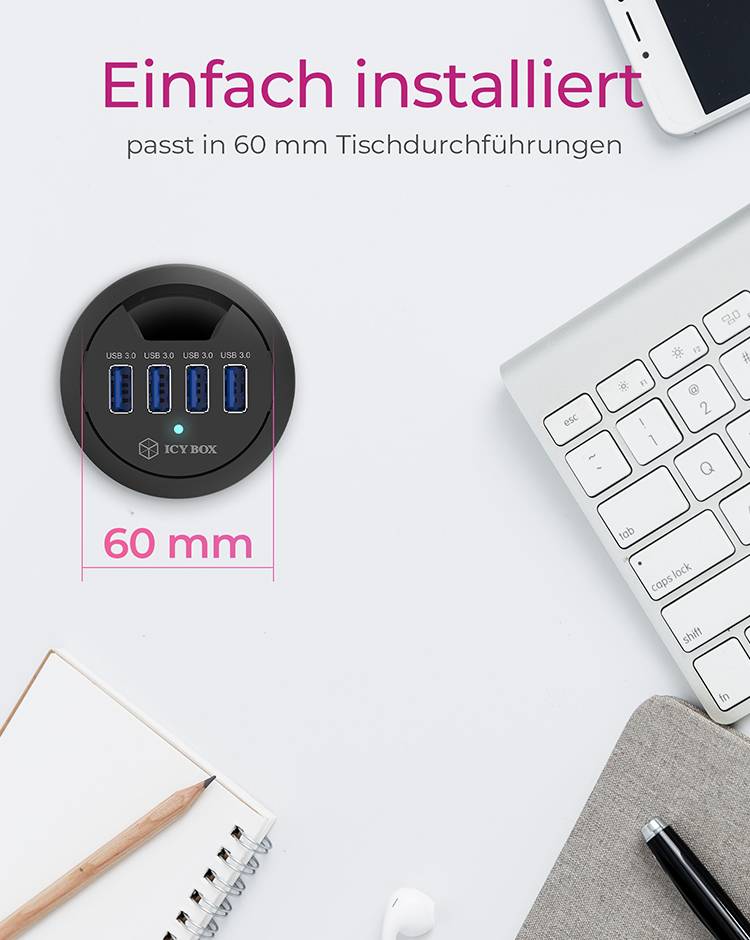 ICY BOX IB-HUB1403 4 Port USB 3.2 Gen 1-Hub (USB 3.0) Schwarz