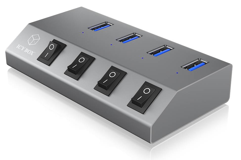 ICY BOX IB-HUB1405 4 Port USB 3.2 Gen 1-Hub (USB 3.0) Anthrazit