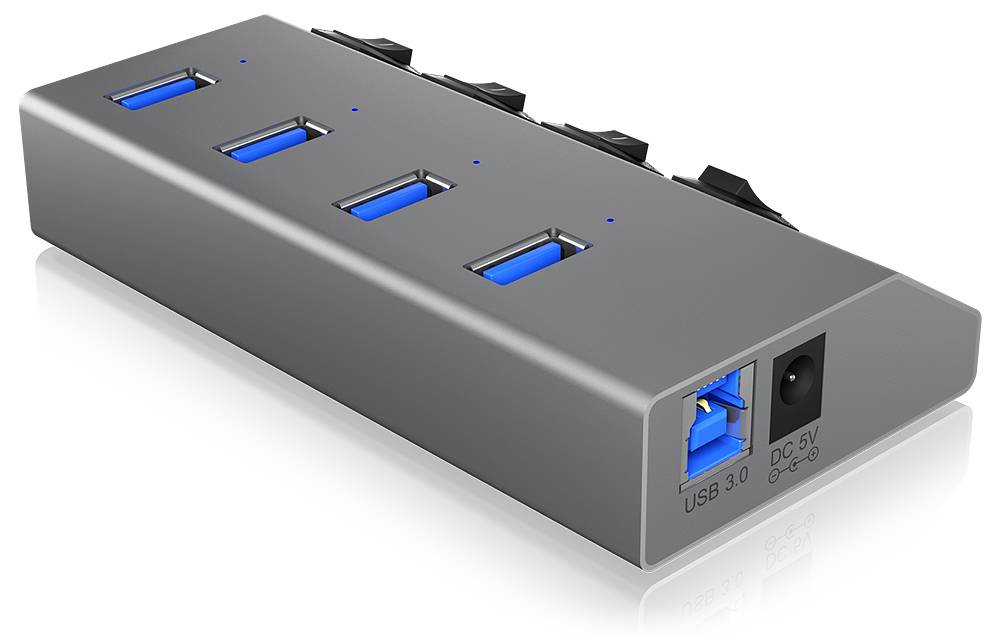 ICY BOX IB-HUB1405 4 Port USB 3.2 Gen 1-Hub (USB 3.0) Anthrazit