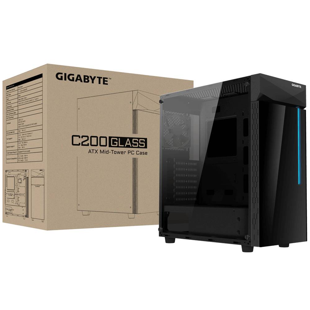 Gigabyte C200 Midi-Tower PC-Gehäuse Schwarz