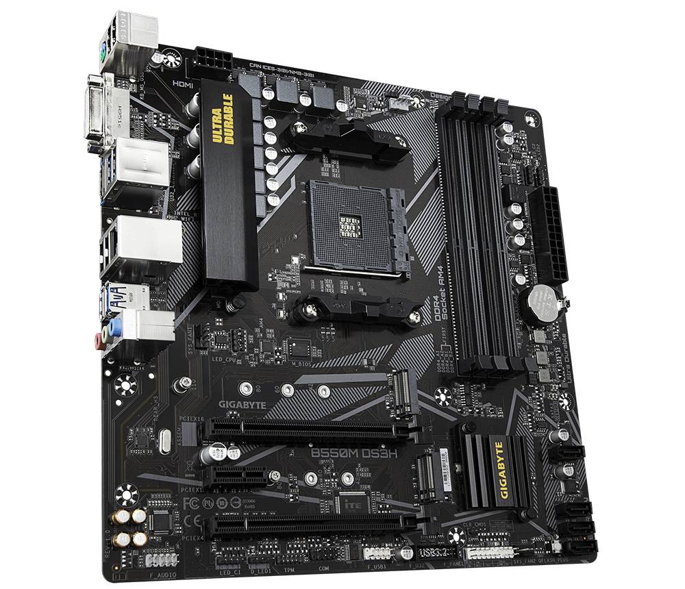 Gigabyte B550M DS3H Mainboard Sockel (PC) AMD® AM4 Formfaktor (Details) Micro-ATX Mainboard-Chipsatz AMD® B550