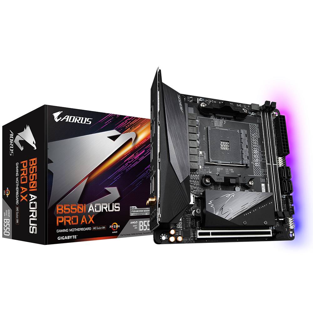 Gigabyte B550I AORUS PRO AX Mainboard Sockel (PC) AMD® AM4 Formfaktor (Details) Mini-ITX Mainboard-Chipsatz AMD® B550