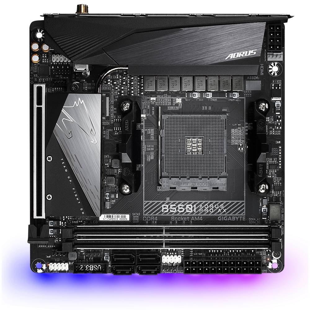 Gigabyte B550I AORUS PRO AX Mainboard Sockel (PC) AMD® AM4 Formfaktor (Details) Mini-ITX Mainboard-Chipsatz AMD® B550