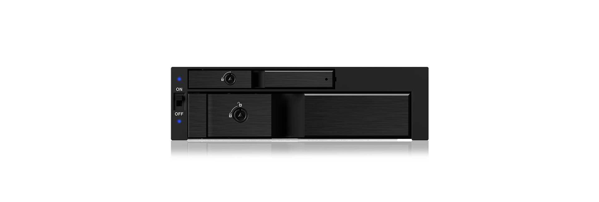 IB-173SSK, ICY BOX 2fach Wechselrahmen für SATA/SAS, 1x 2,5" + 1x 3,5" SATA HDD zu 2x SATA Host in 1x 5,25" Einschub