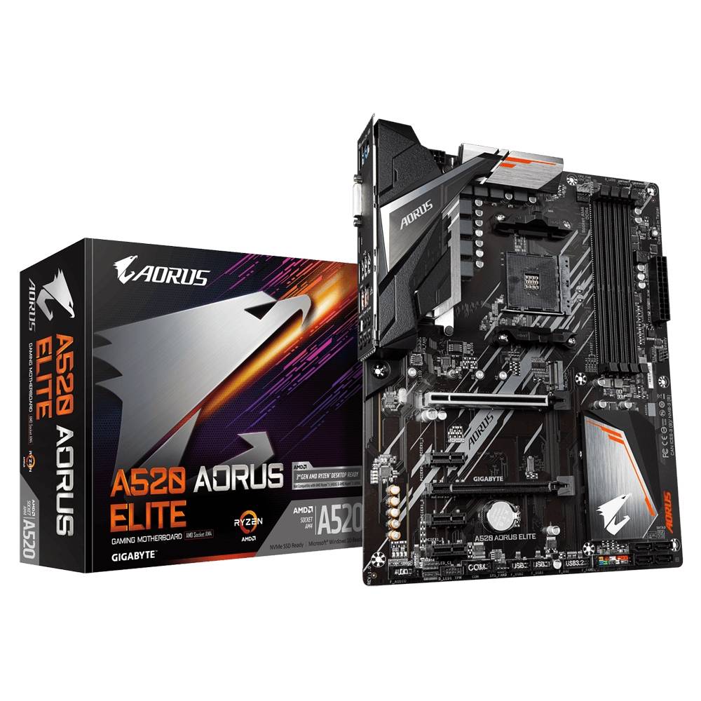 Gigabyte A520 AORUS ELITE Mainboard Sockel (PC) AMD® AM4 Formfaktor (Details) ATX Mainboard-Chipsatz AMD® A520