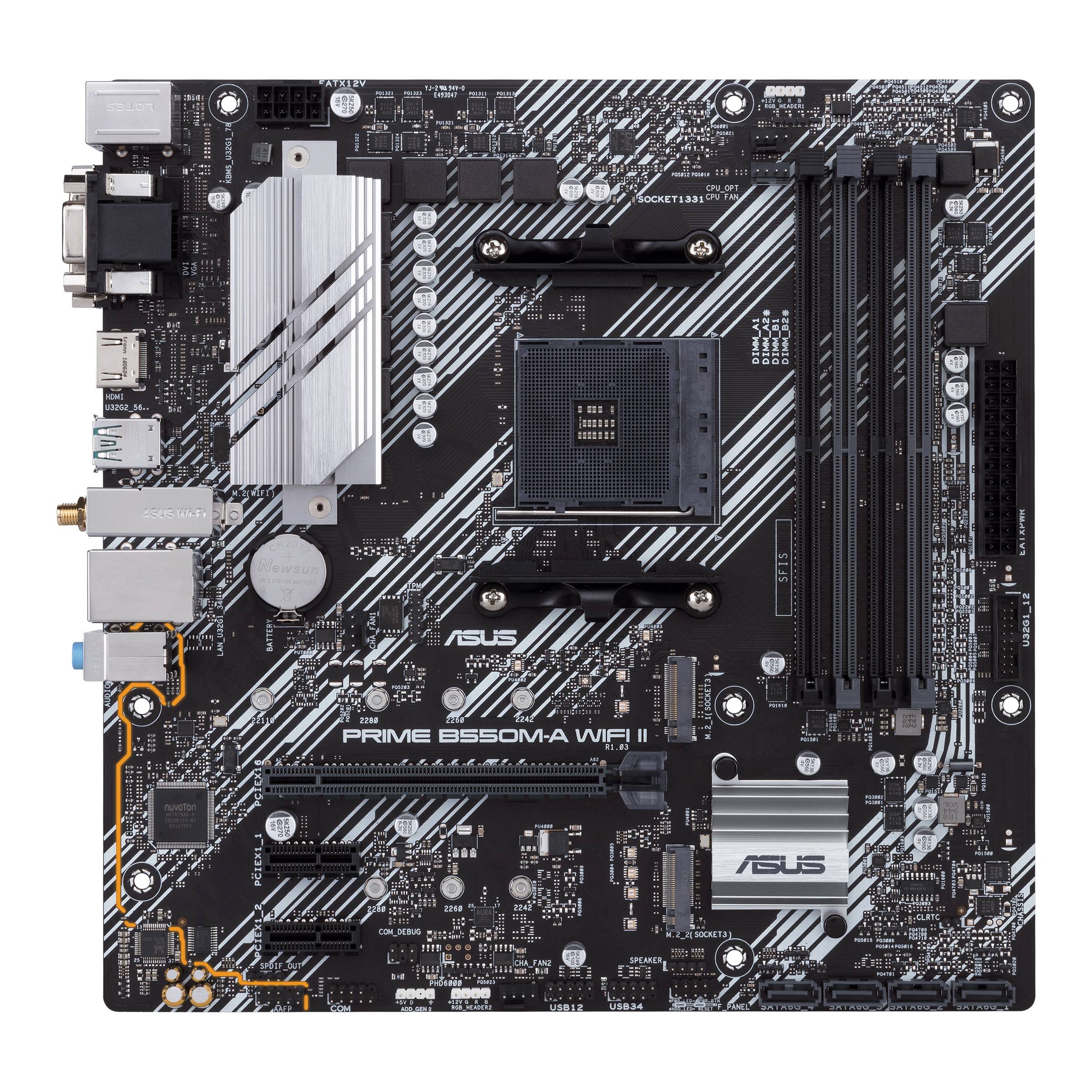 Asus PRIME B550M-A WIFI II Mainboard Sockel (PC) AMD® AM4 Formfaktor (Details) Micro-ATX Mainboard-Chipsatz AMD® B550