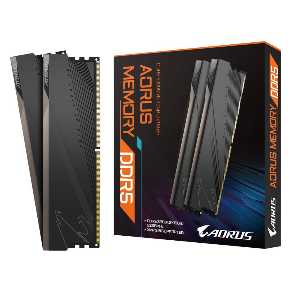 Gigabyte AORUS Memory DDR5 32GB (2x16GB) 5200MHz PC-Arbeitsspeicher Kit DDR5 32 GB 2 x 16 GB 5200 MHz 288pin DIMM GP-ARS32G52D5