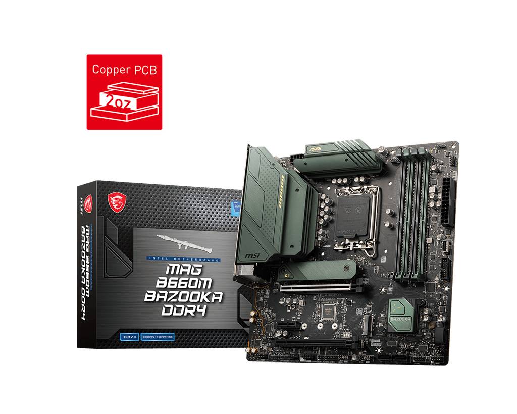 MSI MAG B660M BAZOOKA DDR4 Mainboard Sockel (PC) Intel® 1700 Formfaktor (Details) Micro-ATX Mainboard-Chipsatz Intel® B660