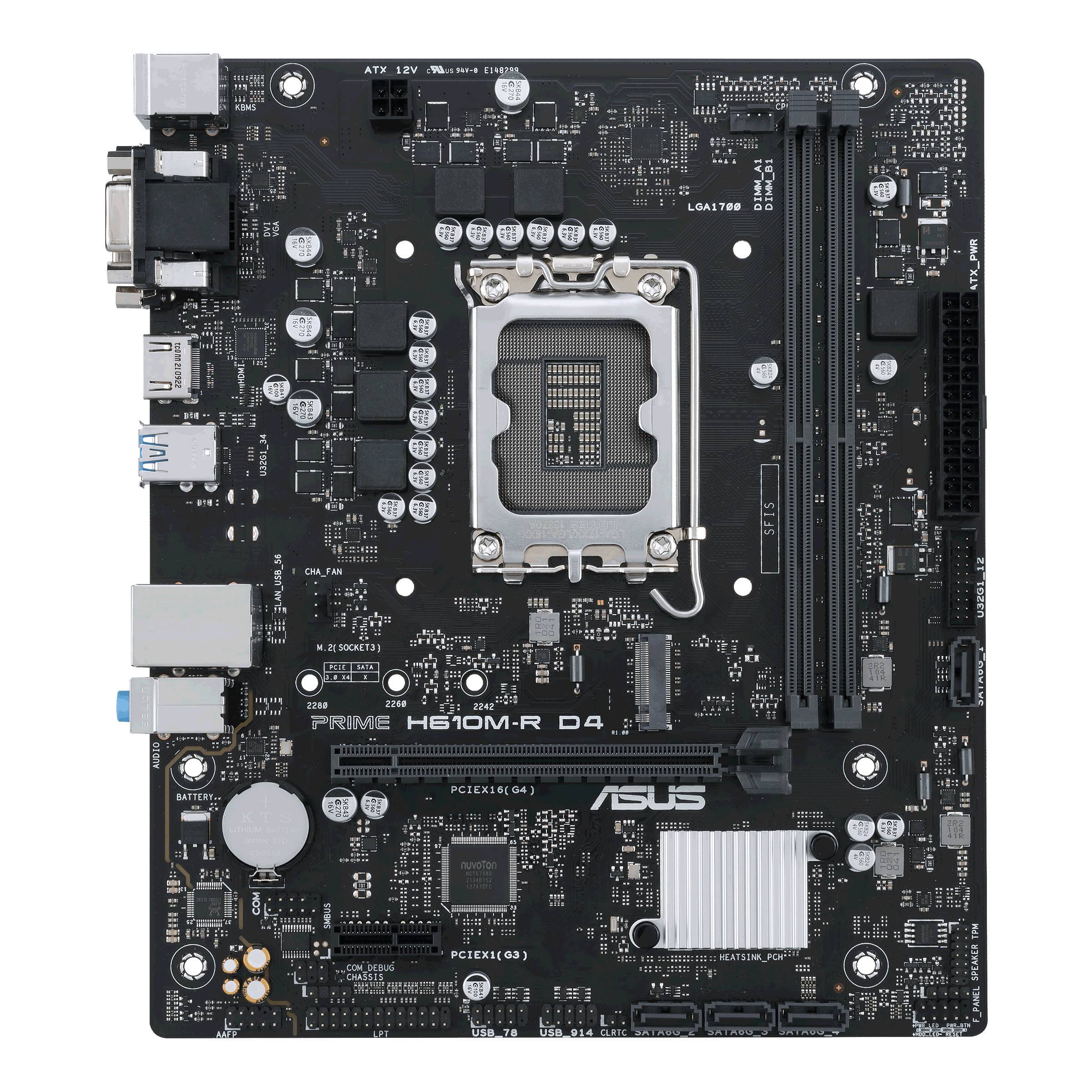 Asus PRIME H610M-R D4 Mainboard Sockel (PC) Intel® LGA 1700 Formfaktor (Details) Micro-ATX Mainboard-Chipsatz Intel® H610
