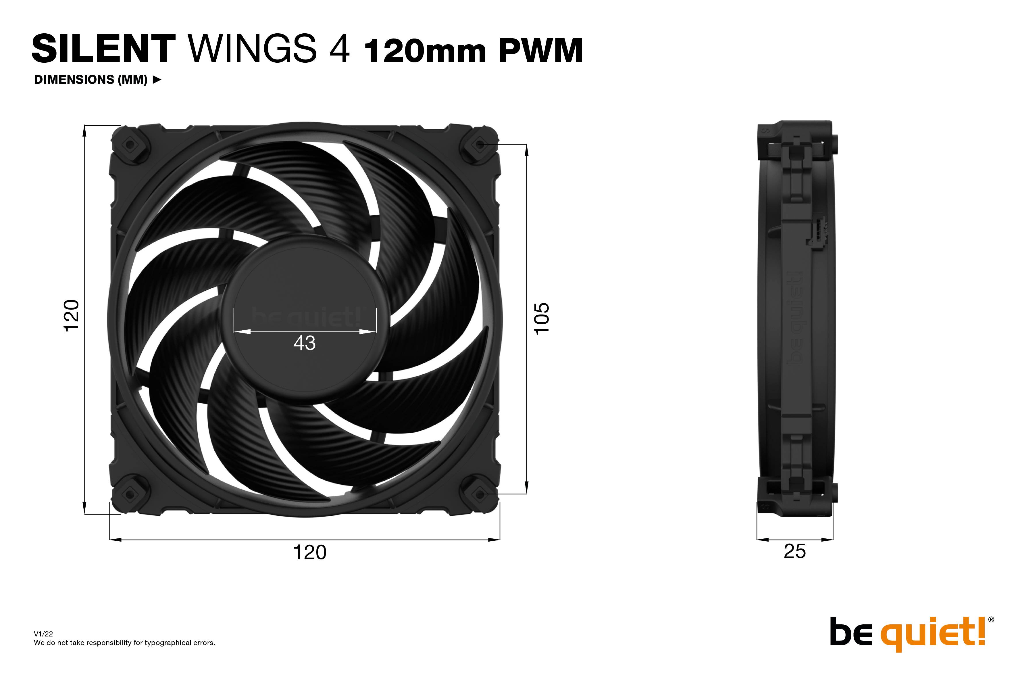 BeQuiet SILENT WINGS 4 PC-Gehäuse-Lüfter Schwarz (B x H x T) 120 x 25 x 120mm