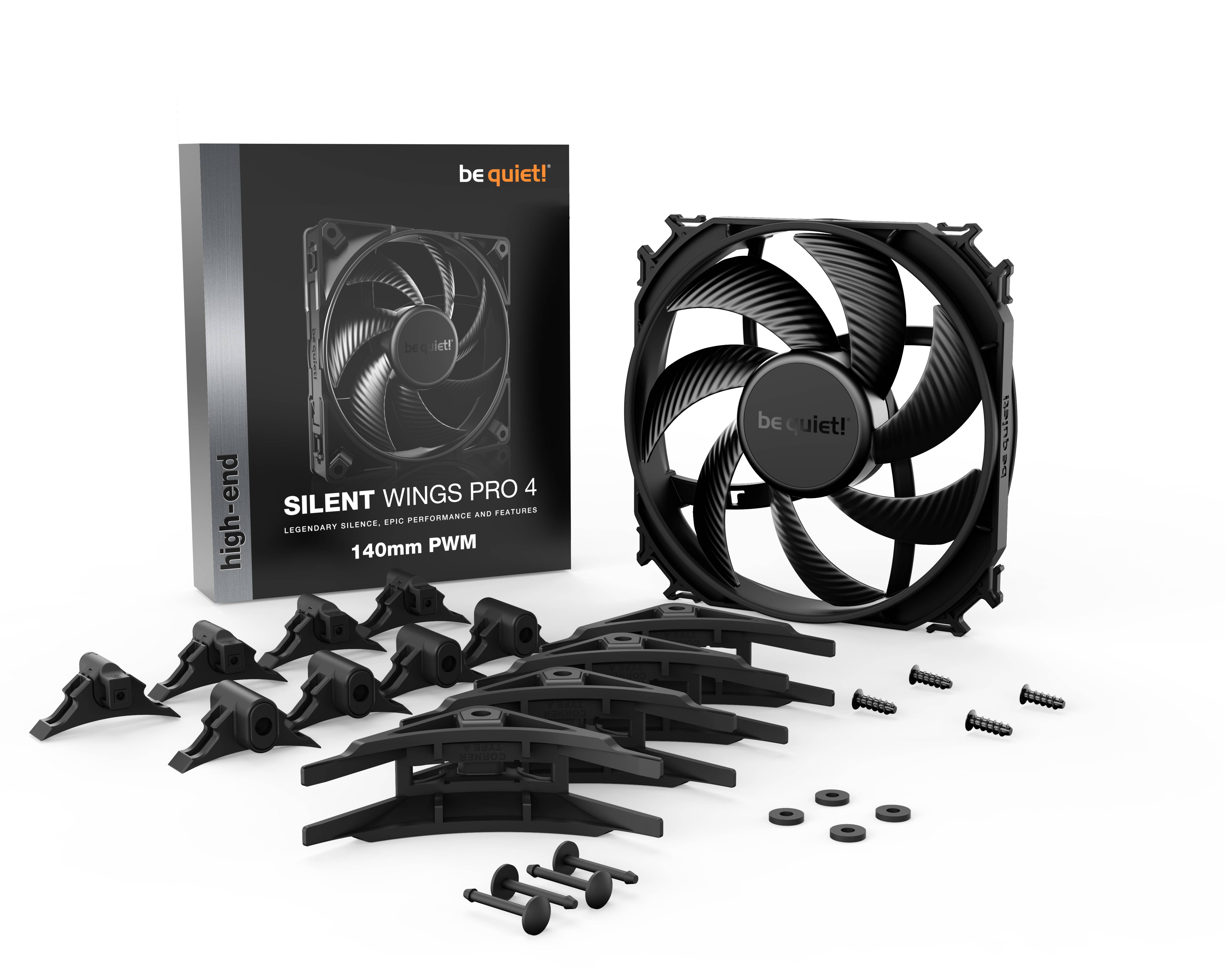 BeQuiet SILENT WINGS PRO 4 PC-Gehäuse-Lüfter Schwarz (B x H x T) 140 x 25 x 140mm