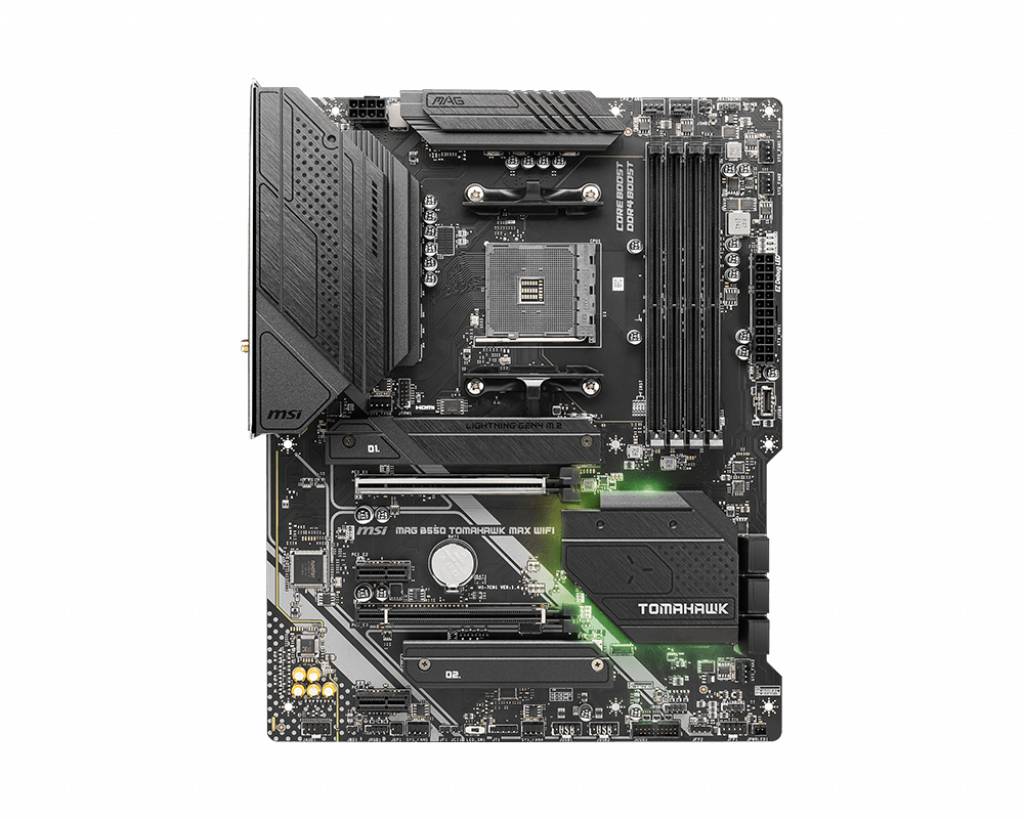 MSI MAG B550 TOMAHAWK MAX WIFI Mainboard Sockel (PC) AMD® AM4 Formfaktor (Details) ATX Mainboard-Chipsatz AMD® B550