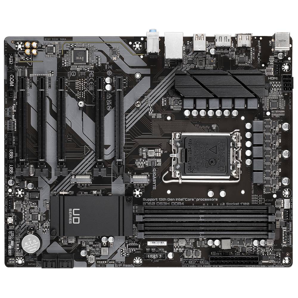 Gigabyte B760 DS3H DDR4 Mainboard Sockel (PC) Intel® 1700 Formfaktor (Details) ATX Mainboard-Chipsatz Intel® B760 Express