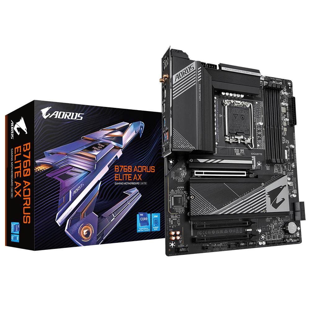 Gigabyte B760 AORUS ELITE AX (rev. 1.0) Mainboard Sockel (PC) Intel® LGA 1700 Formfaktor (Details) Micro-ATX Mainboard-Chipsatz Intel® B760