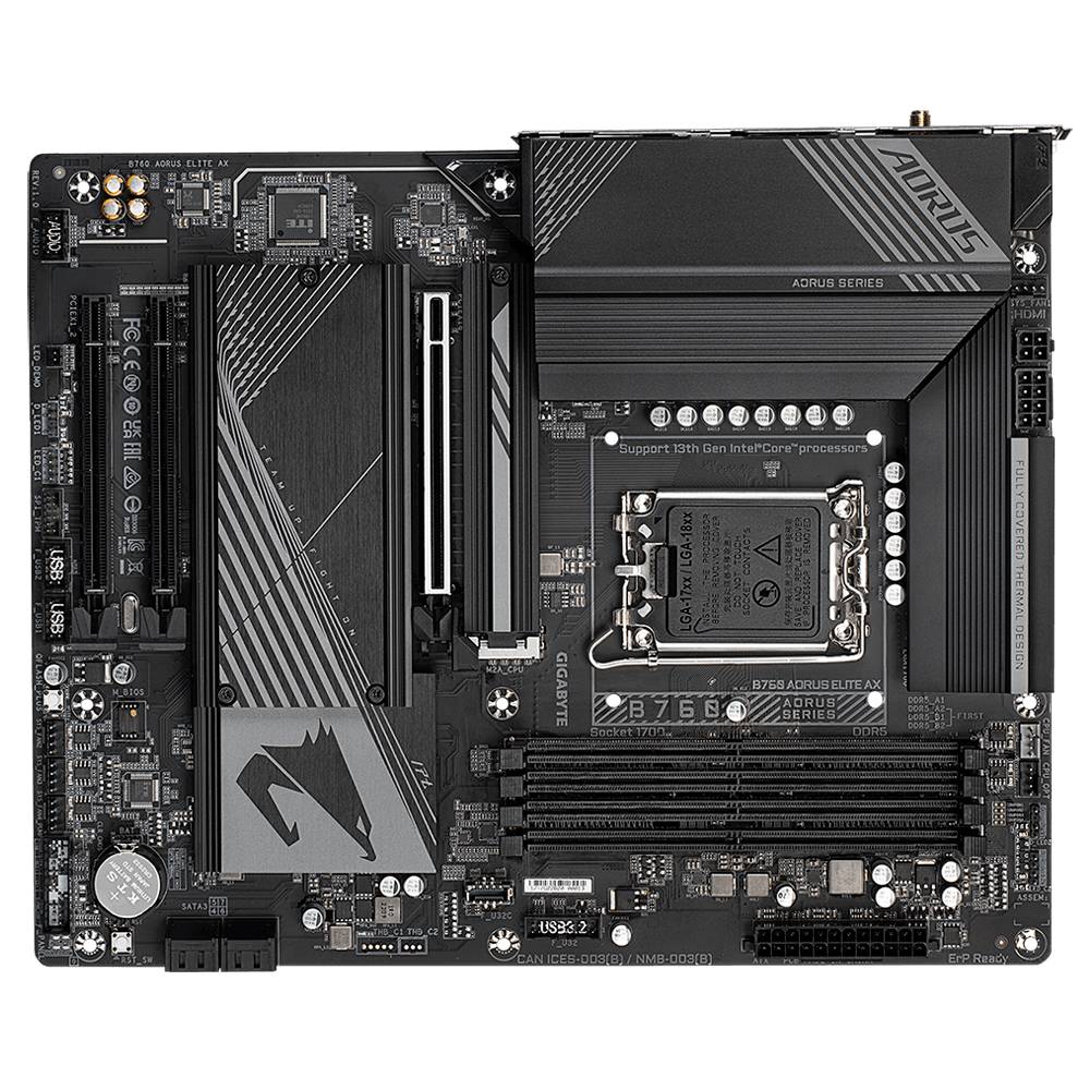 Gigabyte B760 AORUS ELITE AX (rev. 1.0) Mainboard Sockel (PC) Intel® LGA 1700 Formfaktor (Details) Micro-ATX Mainboard-Chipsatz Intel® B760