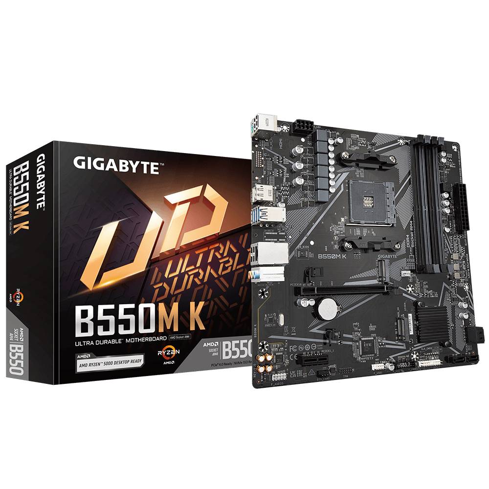 Gigabyte B550M K 1.0 Mainboard Sockel (PC) AMD® AM4 Formfaktor (Details) Micro-ATX Mainboard-Chipsatz AMD® B550