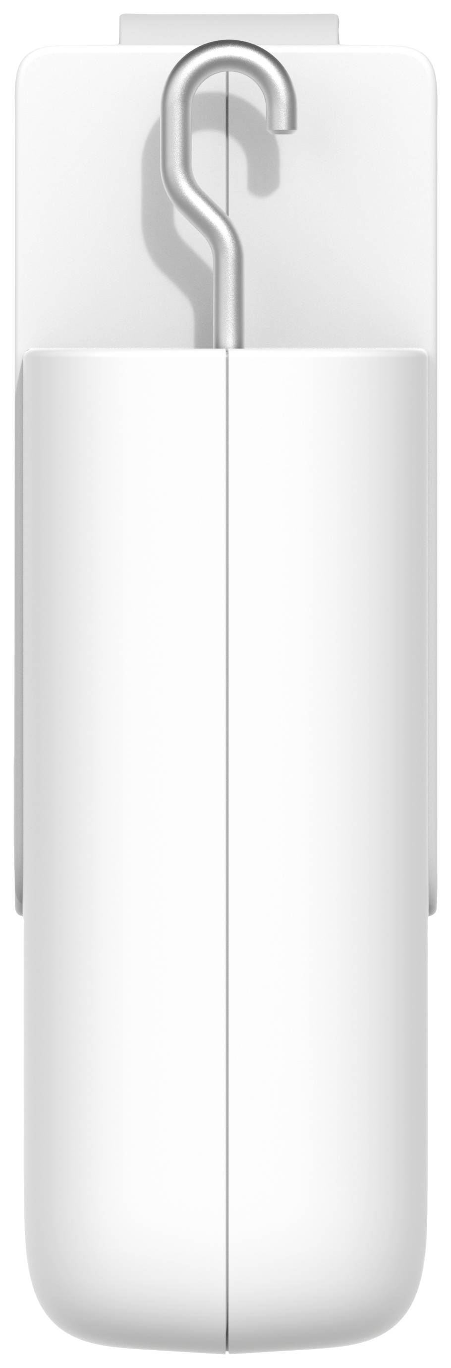 Weißer Tür- oder Fenstersensor mit grauem Haken, geeignet für Sicherheits- oder Alarmsysteme.