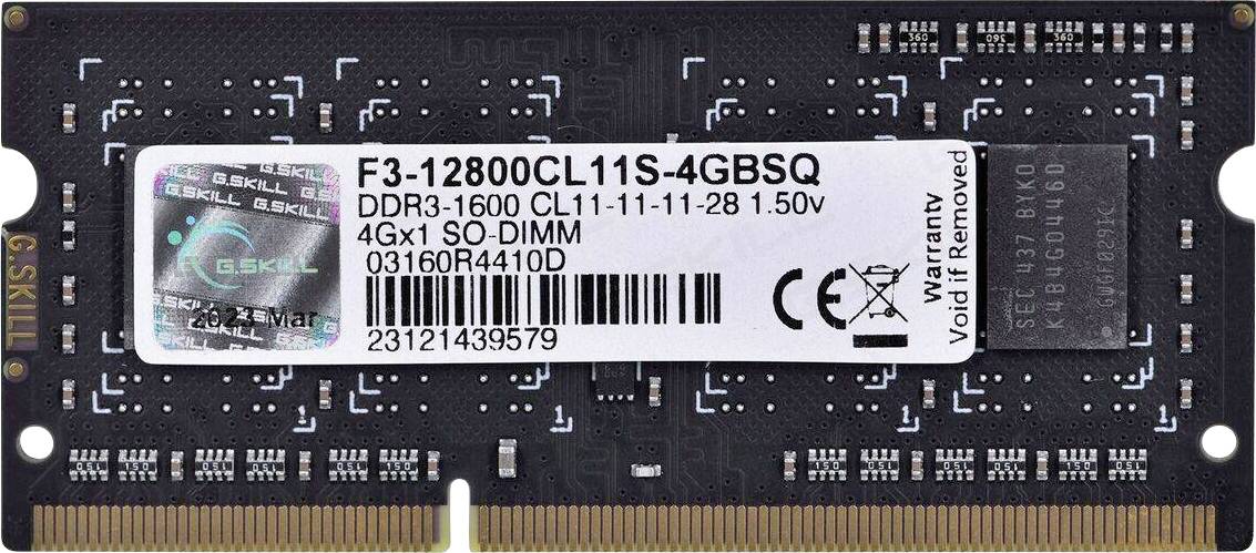 G.Skill 4GB DDR3-1600 SQ Laptop-Arbeitsspeicher Modul DDR3 4GB 1 x 4GB 1600MHz F3-12800CL11S-4GBSQ