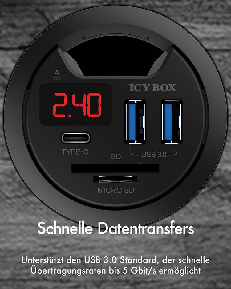 ICY BOX IB-HUB1404 USB-Hub 3 Port USB-A USB 3.0 5 GBit/s Schwarz IB-HUB1404