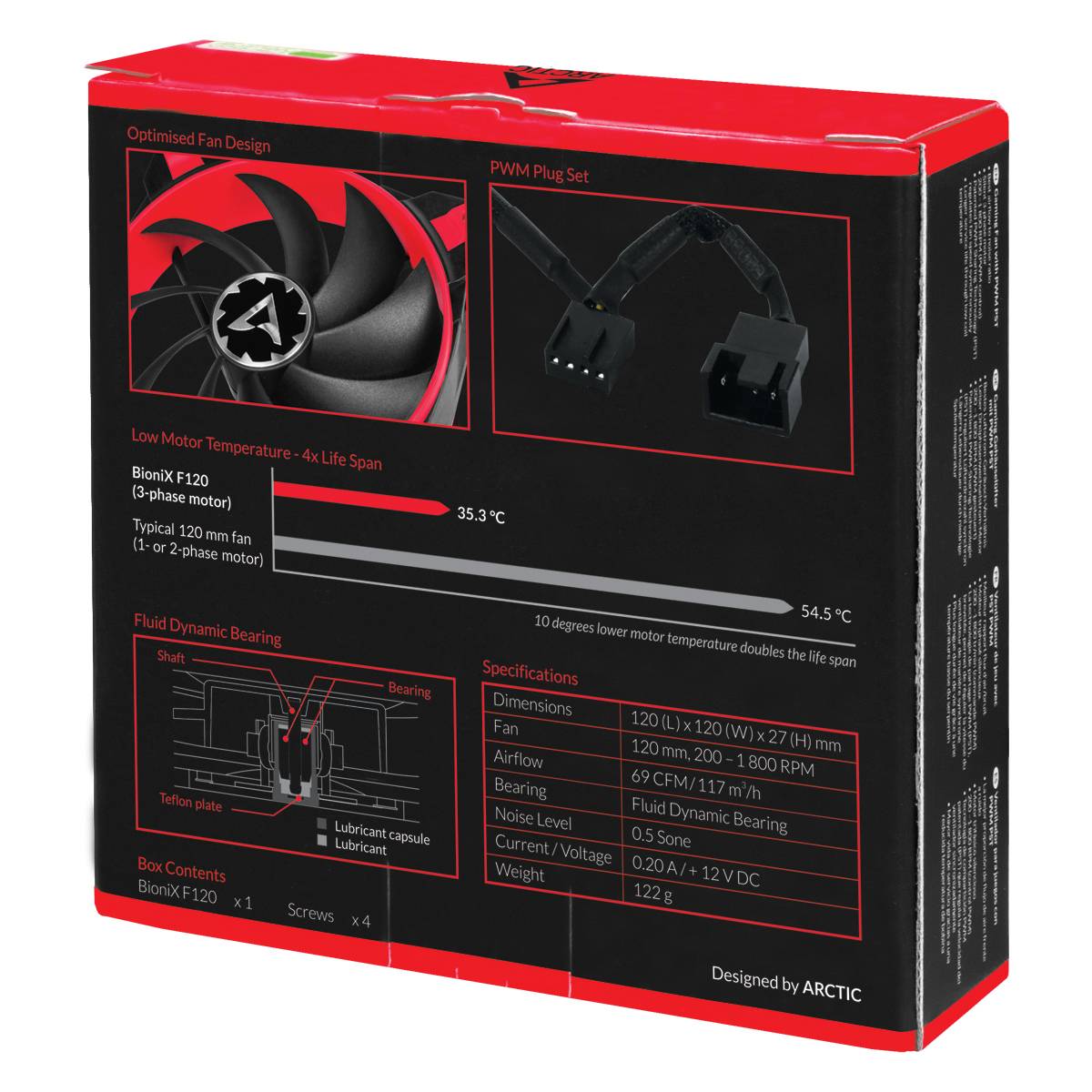Arctic BioniX F120 PC-Gehäuse-Lüfter Schwarz, Rot