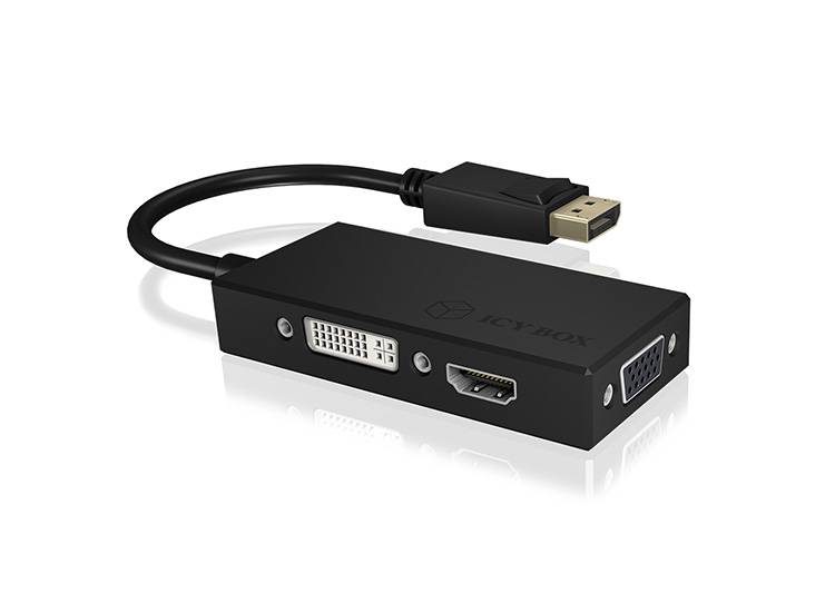 ICY BOX DisplayPort Adapter [1x DisplayPort Stecker - 1x DVI, VGA-Buchse, HDMI-Buchse] IB-AC1031