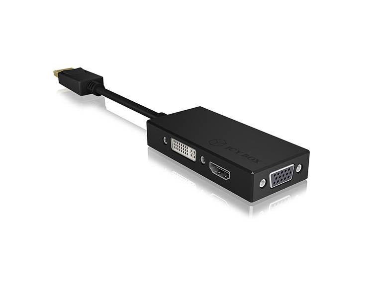 ICY BOX DisplayPort Adapter [1x DisplayPort Stecker - 1x DVI, VGA-Buchse, HDMI-Buchse] IB-AC1031