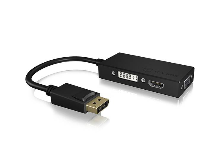 ICY BOX DisplayPort Adapter [1x DisplayPort Stecker - 1x DVI, VGA-Buchse, HDMI-Buchse] IB-AC1031