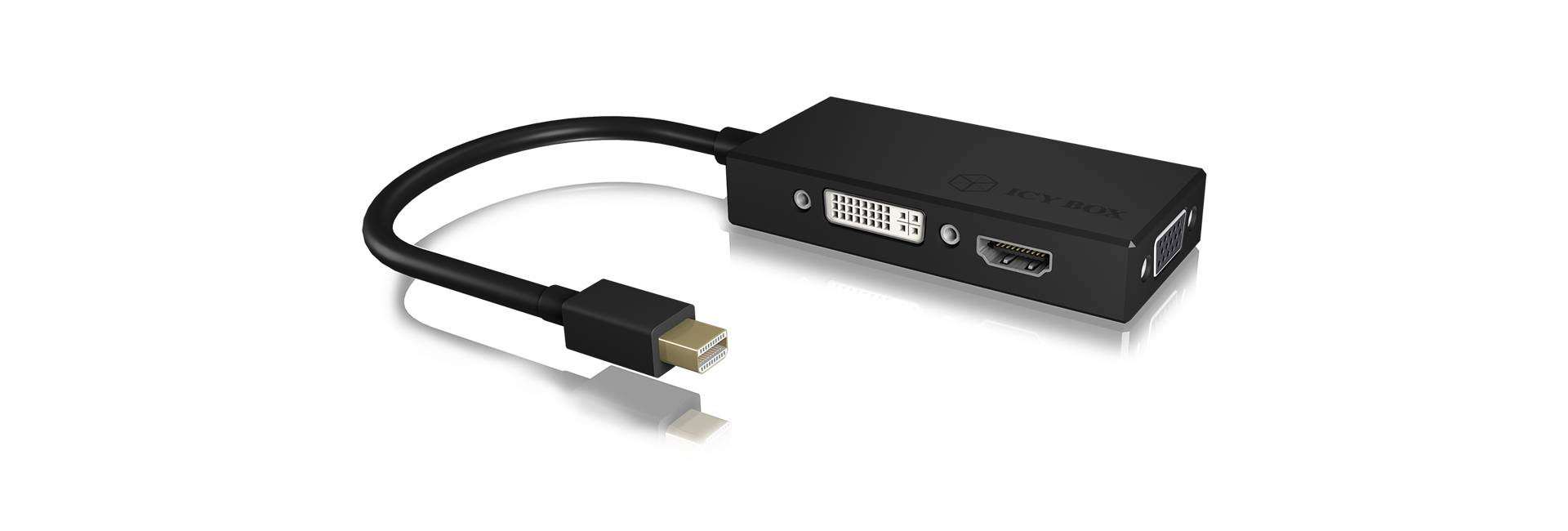 ICY BOX Monitor Adapter [1x Mini-DisplayPort Stecker - 1x DVI, VGA-Buchse, HDMI-Buchse] IB-AC1032