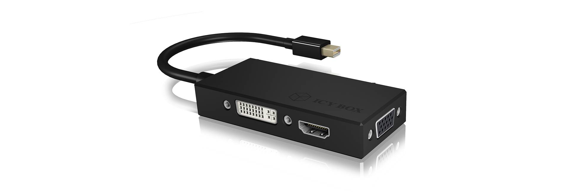 ICY BOX Monitor Adapter [1x Mini-DisplayPort Stecker - 1x DVI, VGA-Buchse, HDMI-Buchse] IB-AC1032