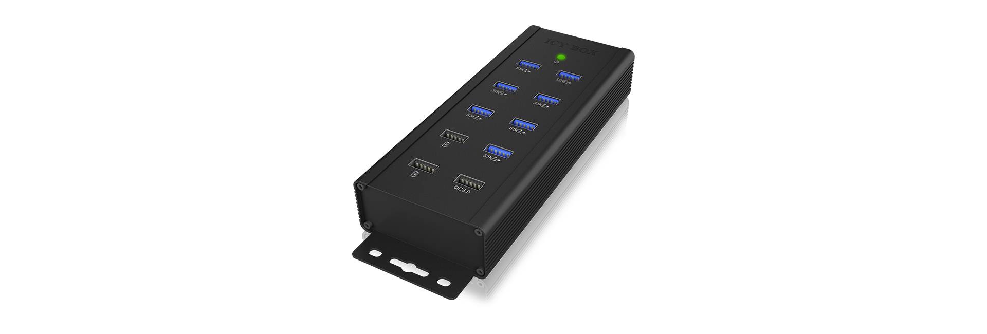 ICY BOX IB-HUB1703-QC3 10 Port USB 3.2 Gen 1-Hub (USB 3.0) Schwarz
